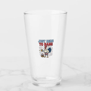 Funny Patriotic Rooster Fireworks Beer Shirt Desig Glass