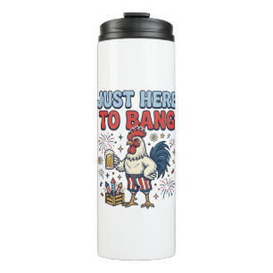 Funny Patriotic Rooster Fireworks Beer Shirt Desig Thermal Tumbler