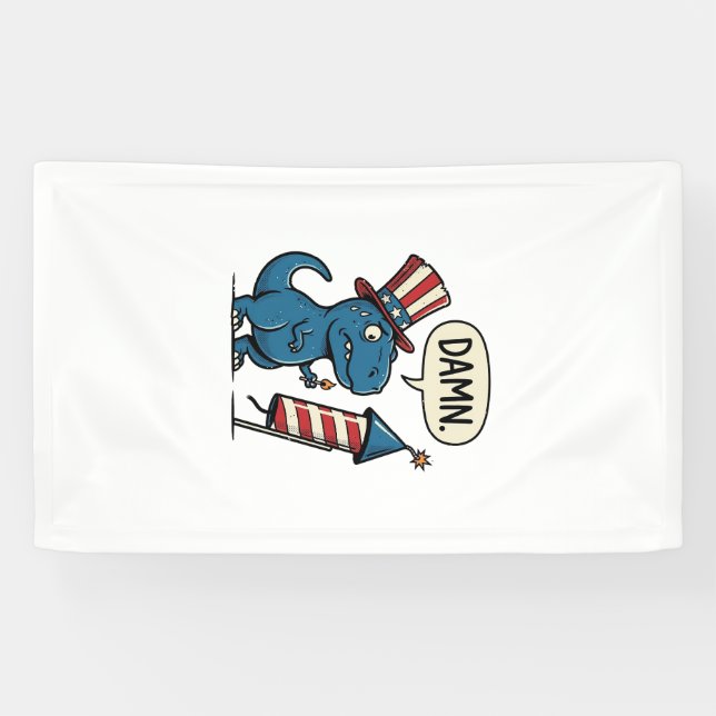 Funny Patriotic T-Rex Firework Shirt Design_1 Banner (Horizontal)