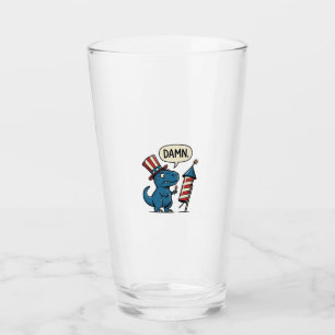 Funny Patriotic T-Rex Firework Shirt Design_1 Glass