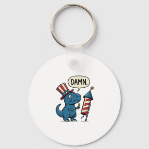 Funny Patriotic T-Rex Firework Shirt Design_1 Key Ring