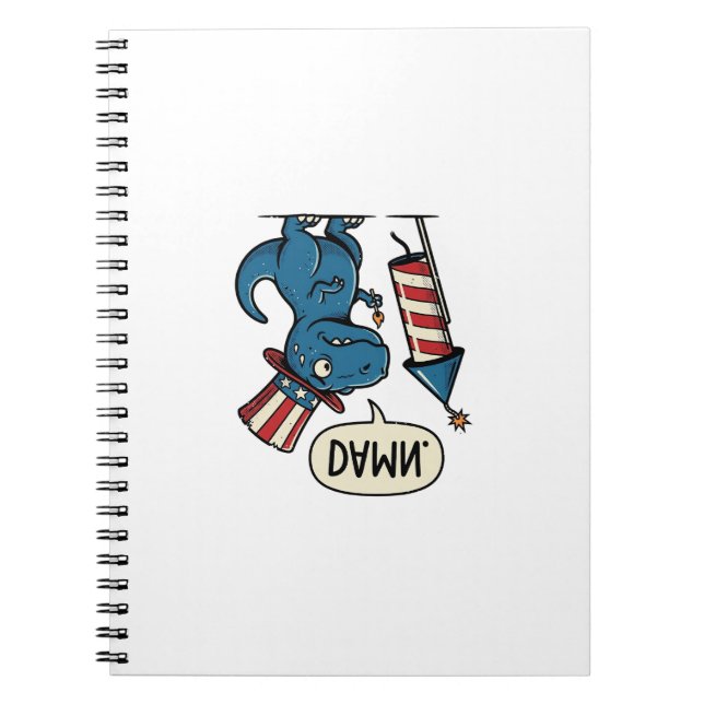 Funny Patriotic T-Rex Firework Shirt Design_1 Notebook (Front)