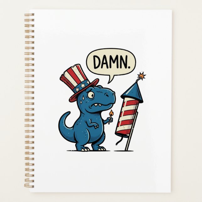Funny Patriotic T-Rex Firework Shirt Design_1 Planner (Front)