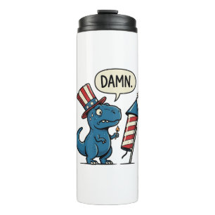 Funny Patriotic T-Rex Firework Shirt Design_1 Thermal Tumbler