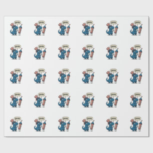 Funny Patriotic T-Rex Firework Shirt Design_1 Wrapping Paper