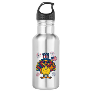 Funny Patriotic Turkey Fireworks Vintage Shirt_1 532 Ml Water Bottle