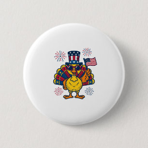 Funny Patriotic Turkey Fireworks Vintage Shirt_1 6 Cm Round Badge