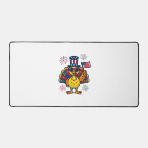 Funny Patriotic Turkey Fireworks Vintage Shirt_1 Desk Mat