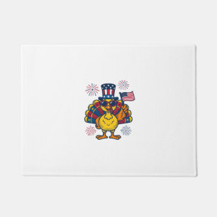 Funny Patriotic Turkey Fireworks Vintage Shirt_1 Doormat