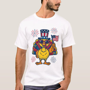 Funny Patriotic Turkey Fireworks Vintage Shirt_1 T-Shirt