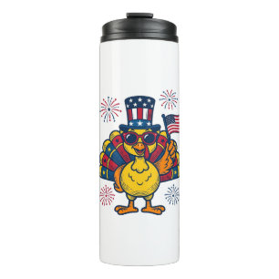 Funny Patriotic Turkey Fireworks Vintage Shirt_1 Thermal Tumbler
