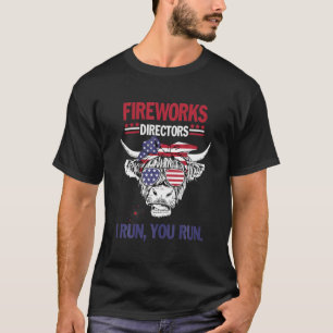Funny Patriotics Pride Moorica Highland Cow Flag 4 T-Shirt