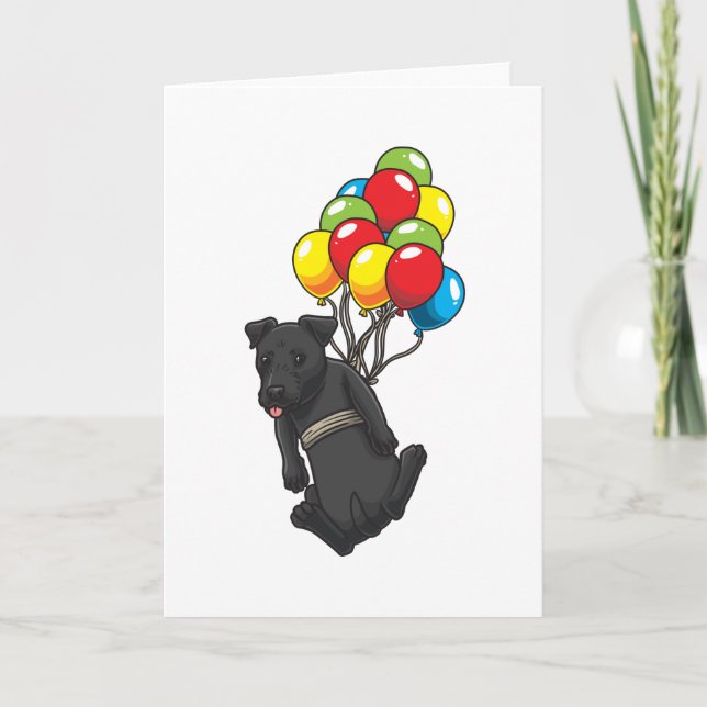 Funny Patterdale Terrier Dog With Balloons Card (Front)