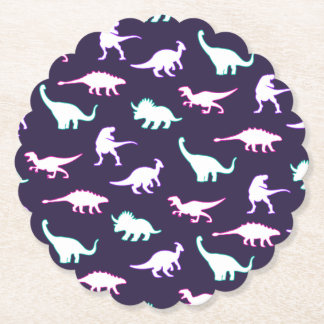 Funny pattern neon colour dino comic dinosaur paper coaster