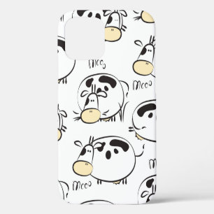 Funny pattern with childish animals. Vintage clip- iPhone 12 Case
