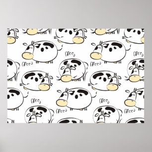 Funny pattern with childish animals. Vintage clip- Poster