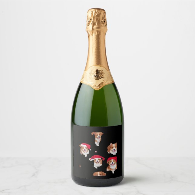 funny patterns christmas yule yuletide Classic T-S Sparkling Wine Label (Front)