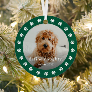 Funny Paw print 2 Photo Pet Christmas Metal Tree Decoration