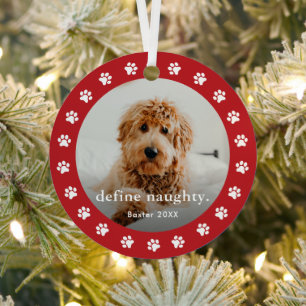 Funny Paw print 2 Photo Pet Christmas Metal Tree Decoration