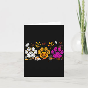 Funny Paw Print Halloween Dog Candy Pumpkin Ghost Card