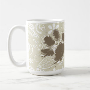 Funny Pawprint on Ecru Paisley Coffee Mug
