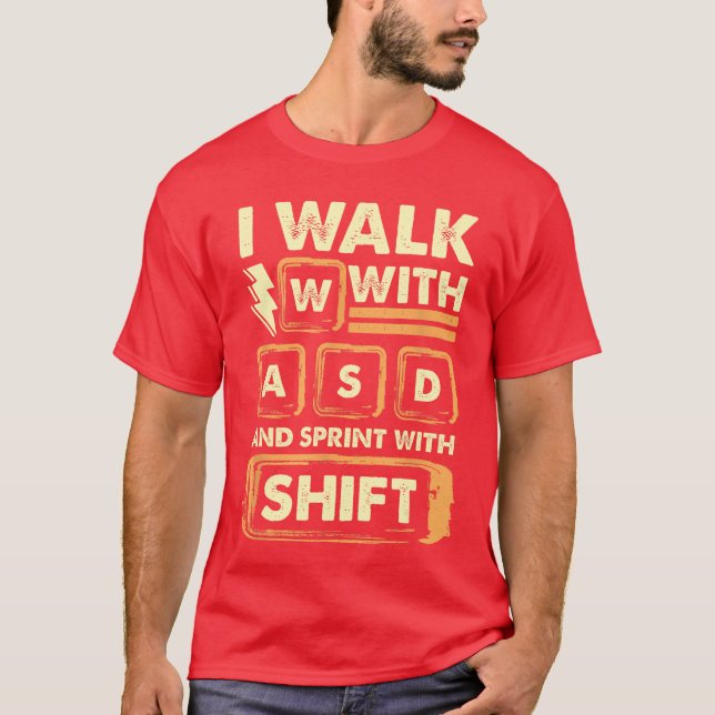 Funny PC Gaming Lover Computer Gamer Keyboard Keys T-Shirt (Front)