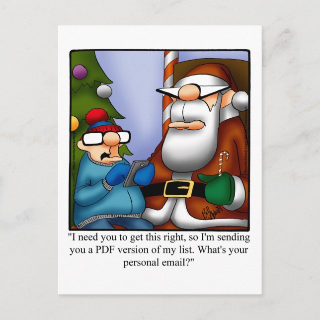 Funny PDF List For Santa Humour Postcard (Front)