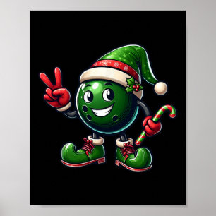 Funny Peace Hand Bowling Elf Christmas Womens Mens Poster