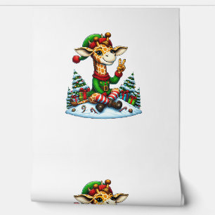 Funny Peace Hand Giraffe Elf Christmas Womens Mens Wallpaper