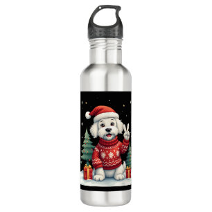 Funny Peace Hand Maltese Christmas Lights Womens M 710 Ml Water Bottle