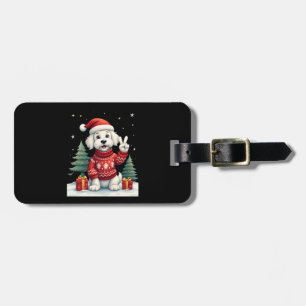 Funny Peace Hand Maltese Christmas Lights Womens M Luggage Tag