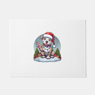 Funny Peace Hand Pitbull Christmas Lights Womens M Doormat