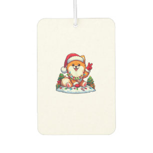 Funny Peace Hand Pomeranian Christmas Lights Women Car Air Freshener