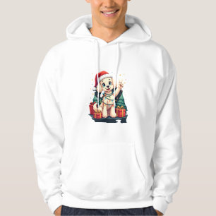 Funny Peace Hand Poodle Christmas Lights Womens Me Hoodie