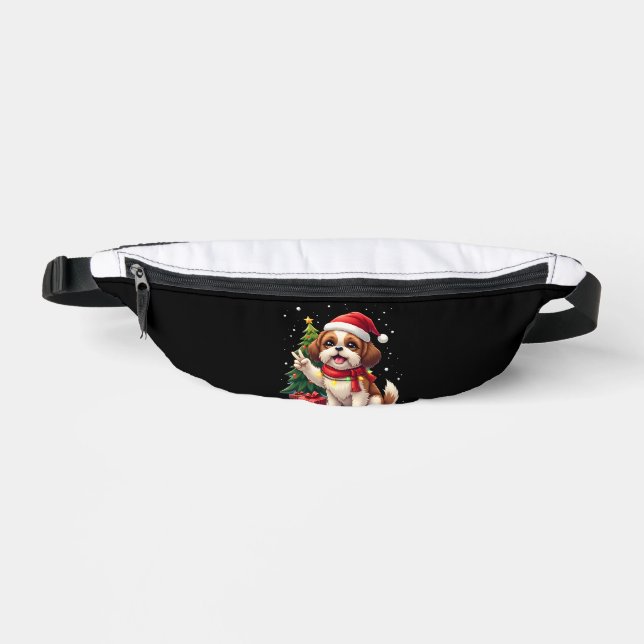 Funny Peace Hand Shih Tzu Christmas Lights Womens  Bum Bags (Front)