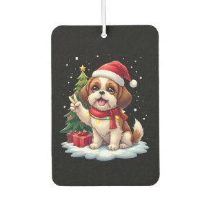 Funny Peace Hand Shih Tzu Christmas Lights Womens  Car Air Freshener