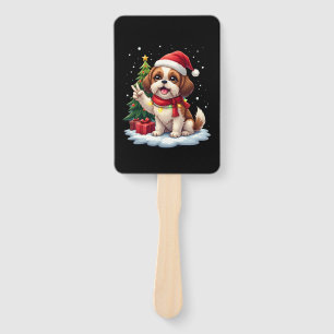 Funny Peace Hand Shih Tzu Christmas Lights Womens Fan