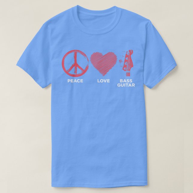Funny Peace Love Bass Guitar Graphic Women Men Bas T-Shirt (Design Front)