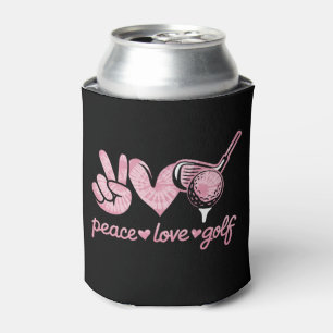 Funny Peace Love Golf Player Sport Lovers  Can Cooler