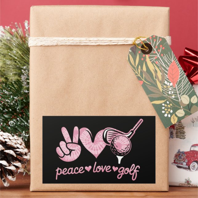 Funny Peace Love Golf Player Sport Lovers  Rectangular Sticker (Holiday)