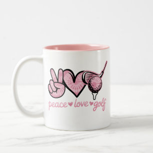 Funny Peace Love Golf Player Sport Lovers Two-Tone Coffee Mug