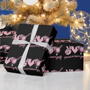 Funny Peace Love Golf Player Sport Lovers  Wrapping Paper