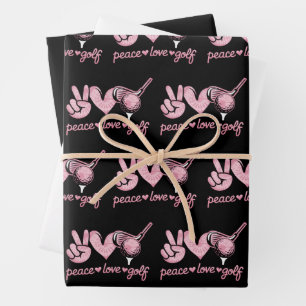 Funny Peace Love Golf Player Sport Lovers Wrapping Paper Sheet