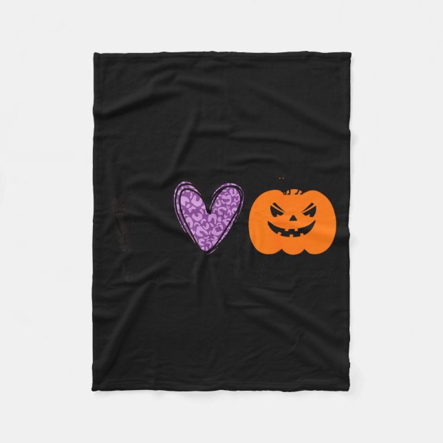 Funny Peace Love Halloween Black Cat Fleece Blanket (Front)
