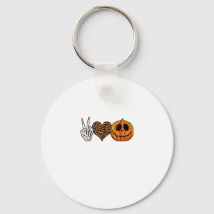 Funny Peace Love Halloween T-Shirt Key Ring