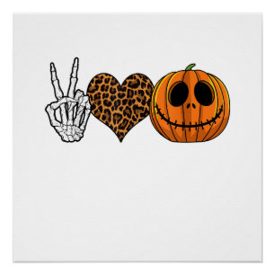 Funny Peace Love Halloween T-Shirt Poster