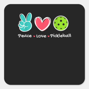 Funny Peace Love Pickleball Court Play Loves Pickl Square Sticker