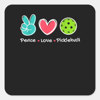 Funny Peace Love Pickleball Court Play Loves Pickl Square Sticker