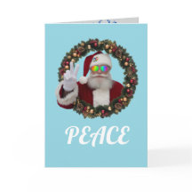 Funny Peace Santa Christmas Card