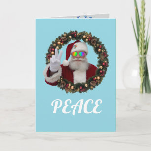 Funny Peace Santa Christmas Card